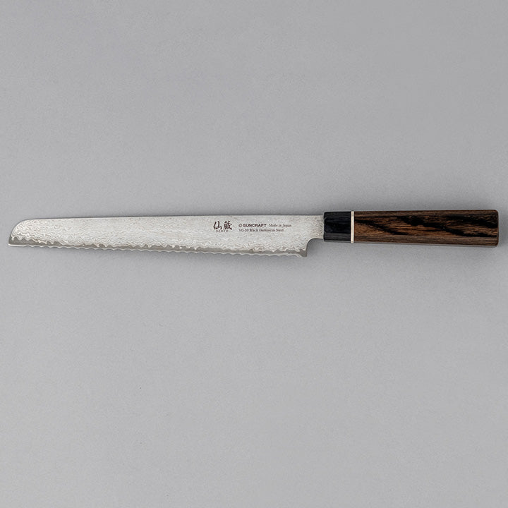 SUNCRAFT | Senzo Black Damast Brotmesser 22 cm BD-06